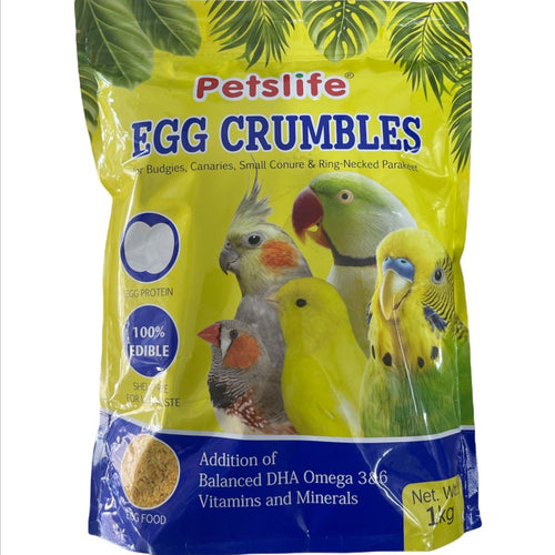 Petslife Premium Egg Crumbles Food for All Birds /OMEGA 3&6 VITAMINS & MINERALS 1KG