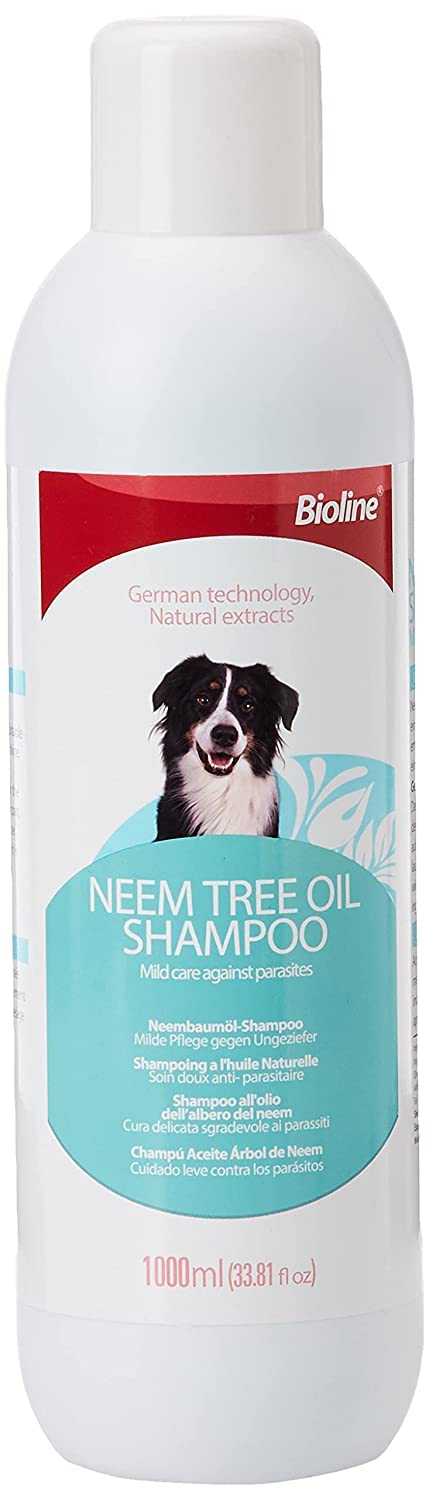 BIOLINE NEEM TREE OIL DOG SHAMPOO SUITABLE SENSITIVE SKIN COAT SHINE 1LTR