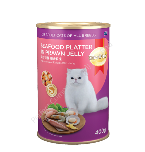 SMARTHEART CAT CANNED SEAFOOD PLATTER IN PRAWAN JELLY 400GRX24 CTN