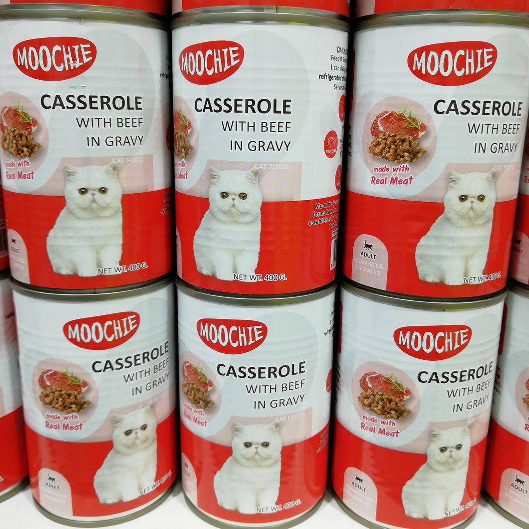 Moochie Cat Food With Beef CASSEROLE Gravy 400gX 24pcs