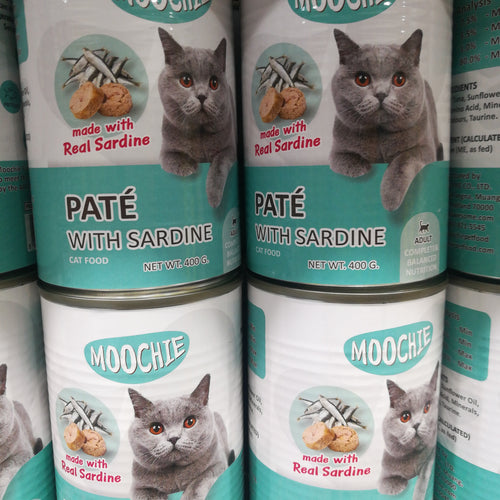 Moochie cat food pate with sardine 400grx24
