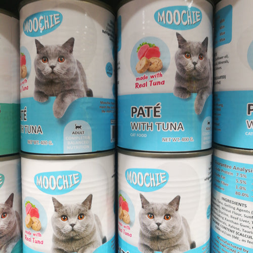 Moochie cat food pate with tuna 400grx24