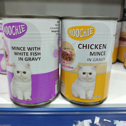 MOOCHIE CAT FOOD with CASSEROLE Gravy ASSORTED beef/chicken 400gX 24pcs