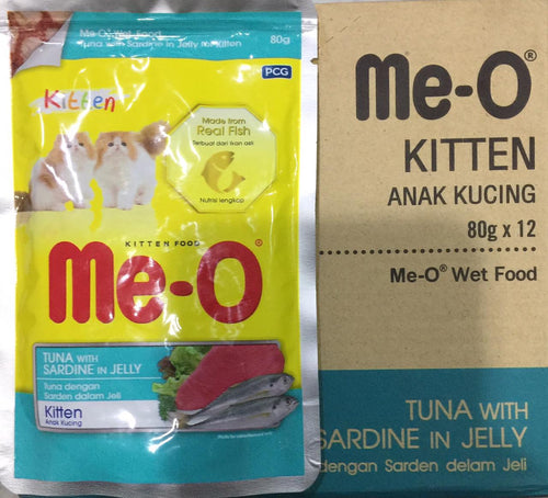 ME-O POUCH KITTEN TUNA WITH SARDINE IN JELLY 80GRX12 PIECS