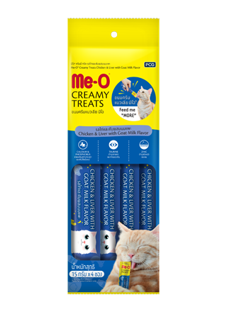 me-o creamy treat chicken liver with goat milk 15grx4x12pkt (dzn)