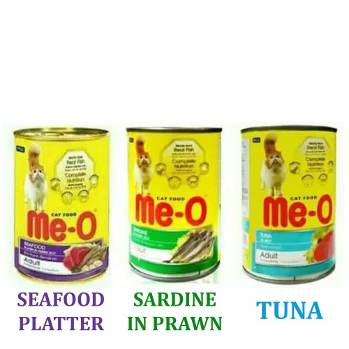 ME-O CAT CAN ASSORTED SARDINE/TUNA/SEAFOOD 400GRGX24 IN CTN