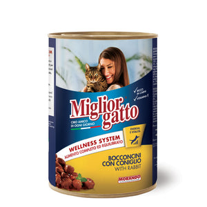 Migliorgatto ASSORTED CHUNKS CAT SALMON/FISH/CHICKEN TURKEY 405GX24CAN