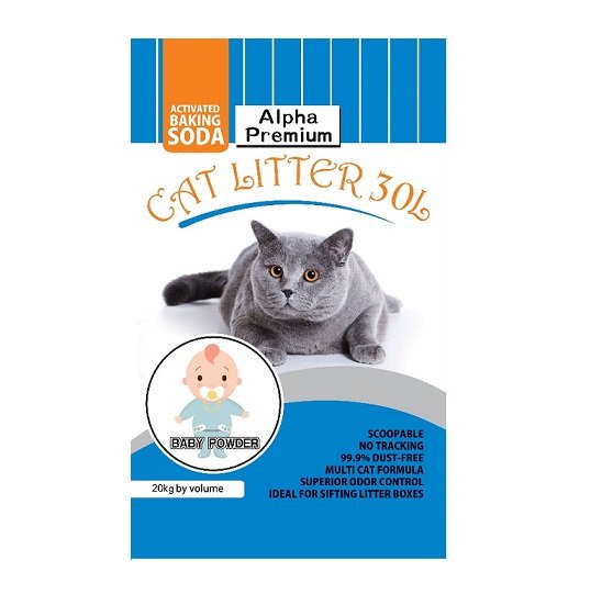 PREMIUM CAT LITTER  BABY POWDER  SCENT 20KG (CLUMPING)