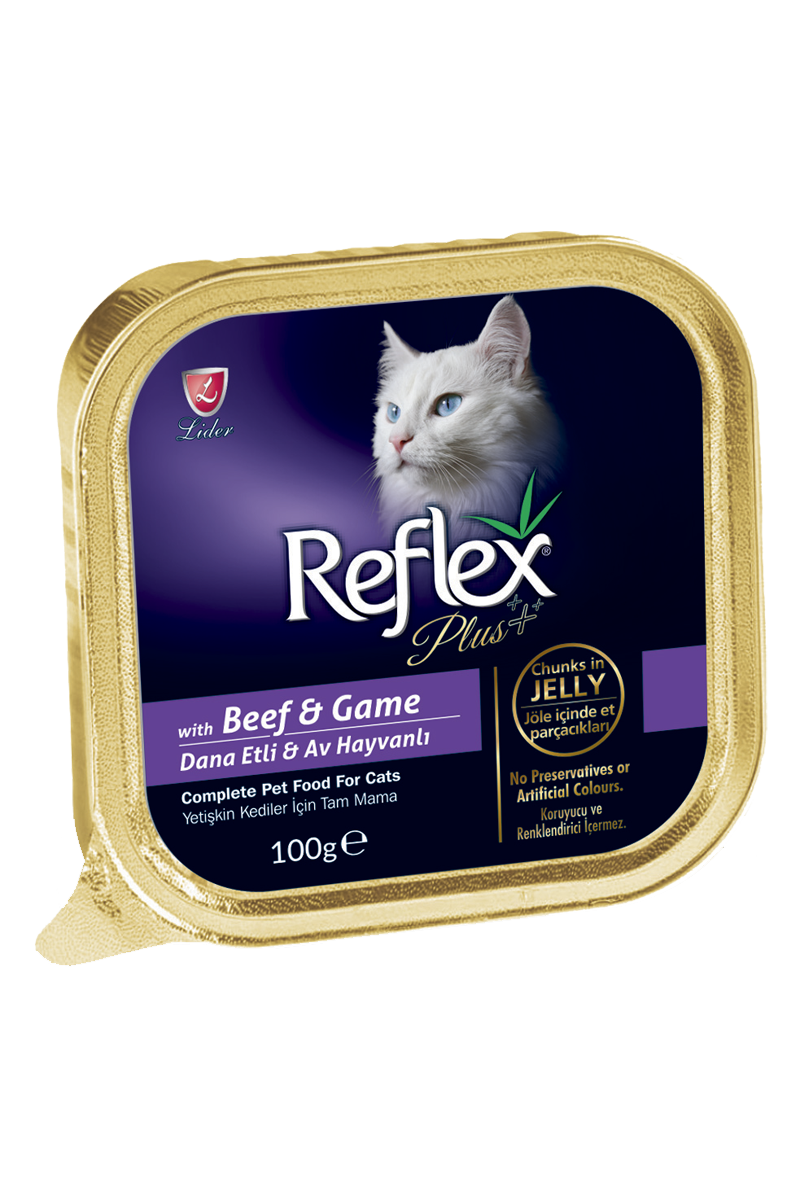 REFLEX PLUS ALUTRAY CAT FOOD BEEF GAME 100GR