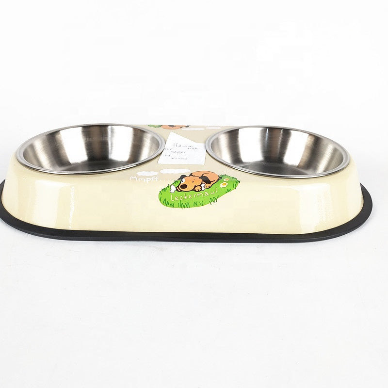 STAINLESS STEEL DOG/CAT BOWL DOUBLE/MEDIUM SIZE