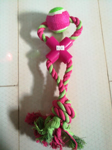 Dog toy rope with rubber ball