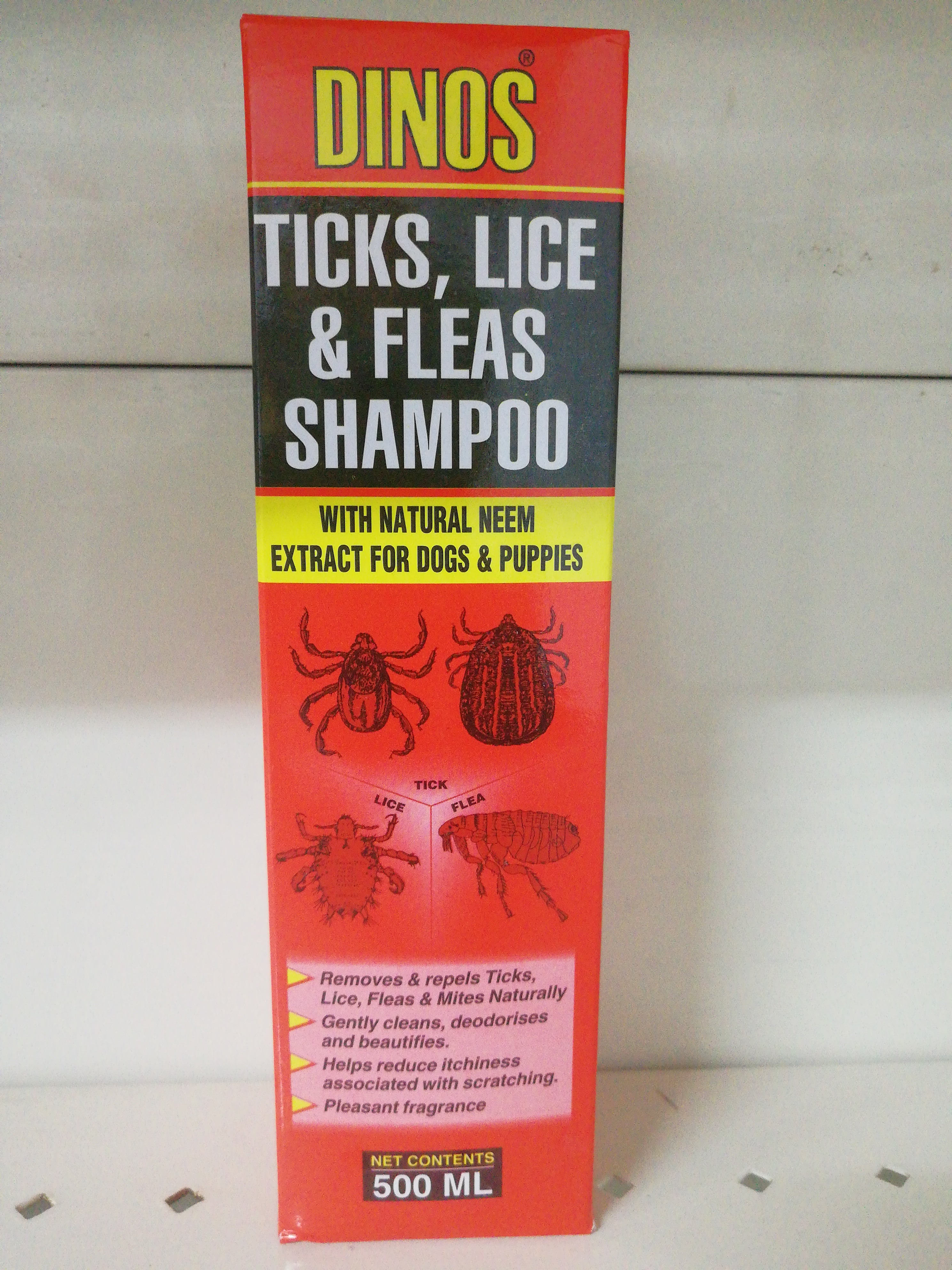 Dinos ticks lice & fleas clearance shampoo