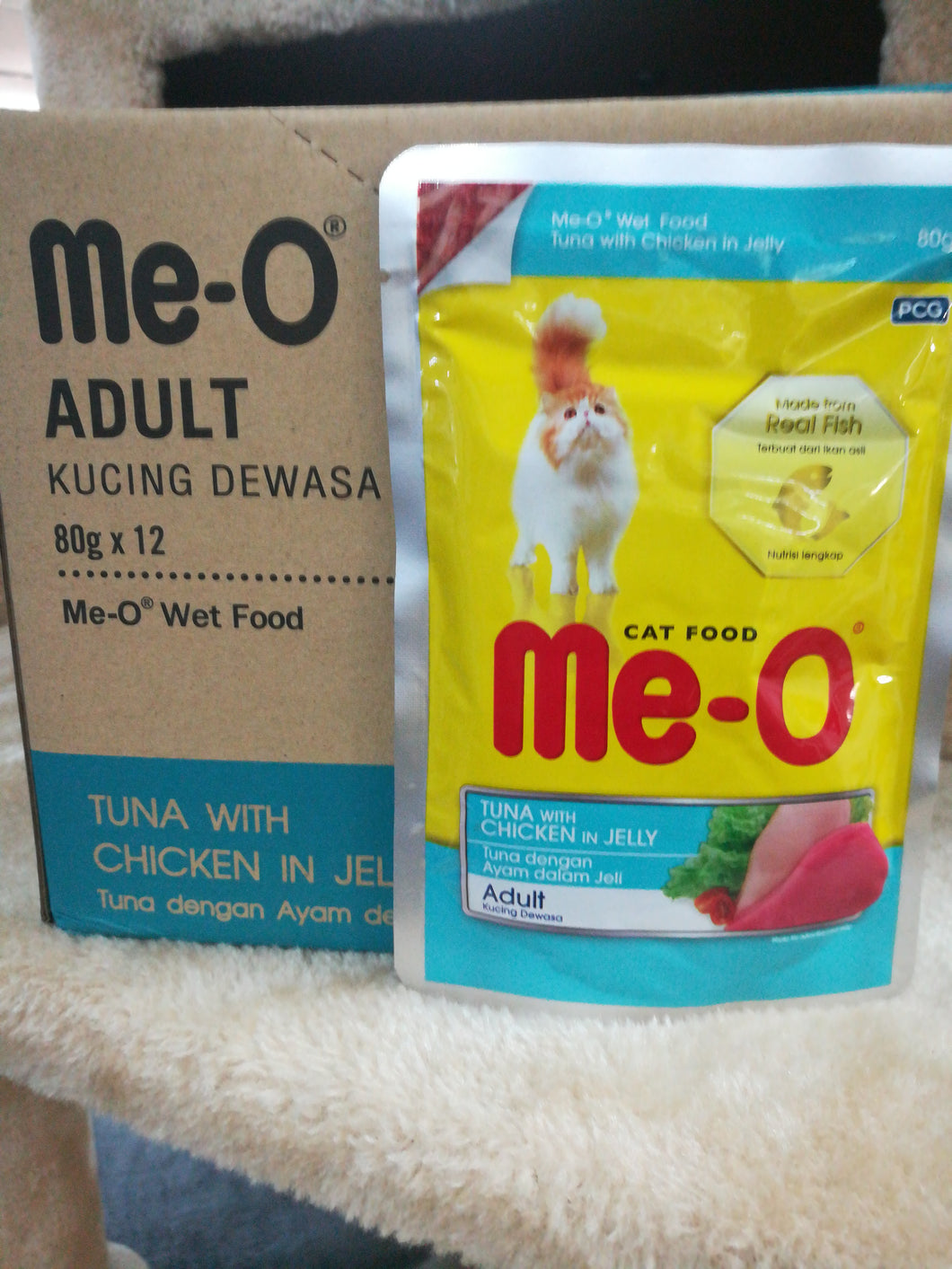Me-o CAT  POUCH Tuna with chicken in jelly 80gm x 12 PKT