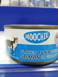 Moochie Flaked Tuna With Salmon In Gravy 156g