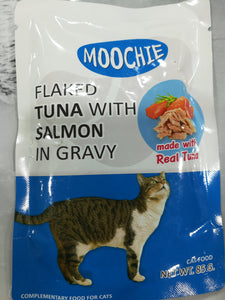 Moochie Flaked Tuna With Salmon In Gravy 85g