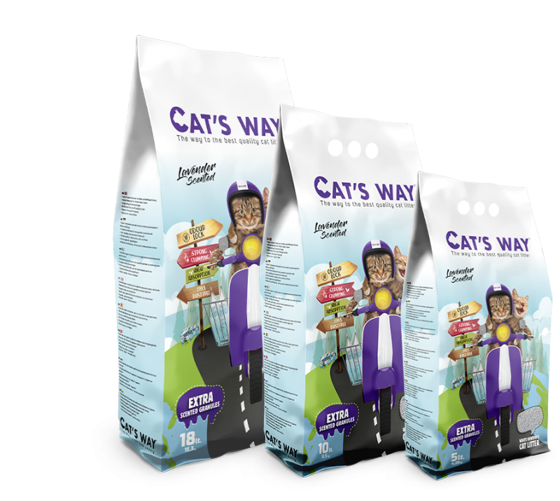 CAT`S WAY  LAVENDER   SCENT CATLITTER 99% DUST FREE 18LTR (15.30KG)
