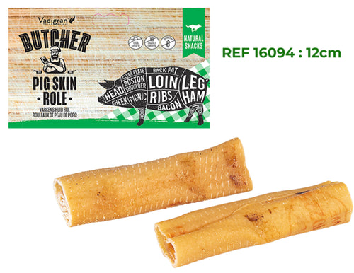 DOG SNACK PIG SKIN ROLLE 12CM.16094