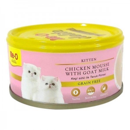 Me-Delite  canned grain free  human grade  Kitten food chicken mousse Goat Milk 80g